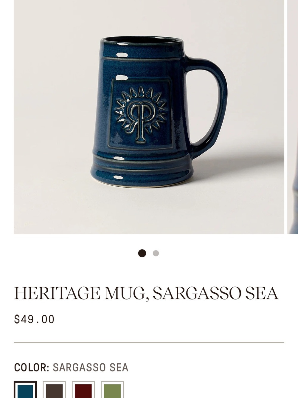 Heritage Ceramic Mug - Deep Teal Blue